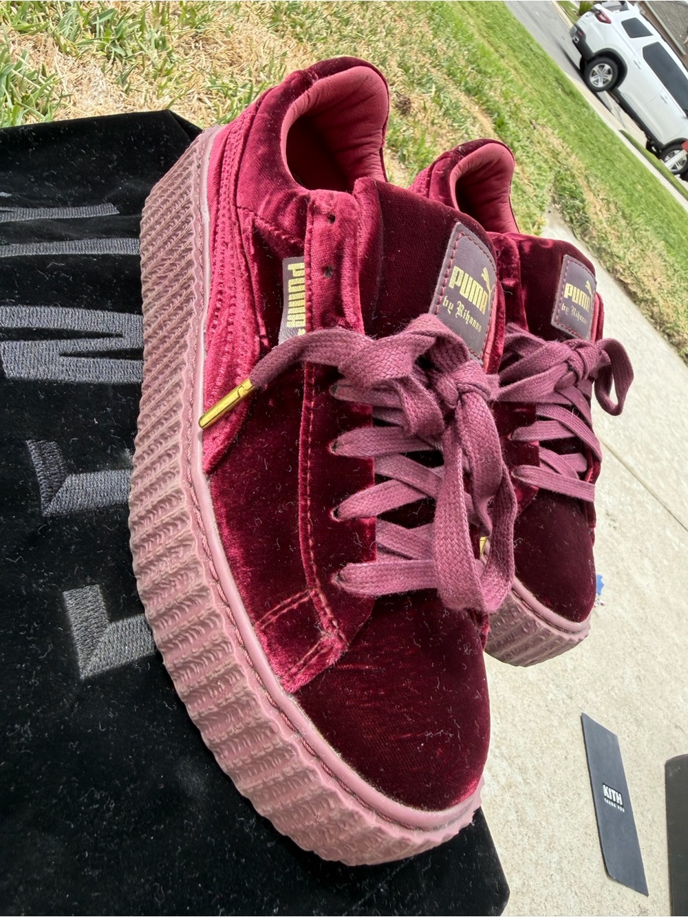 FENTY PUMA CREEPER - Burgundy Velvet Platform Sneakers